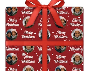 Personalized Merry Moments Photo Wrapping Paper | Upload Your Photo for a Custom Christmas Gift Wrap | 24” W
