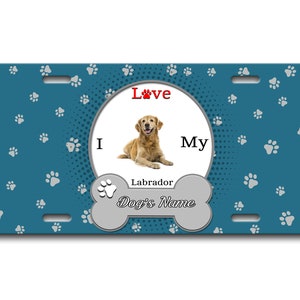 パーソナライズされたナンバープレートカスタム名 I Love My Labrador 犬好きのバニティタグ - 車両 自転車 オートバイ ゴルフカート モペット