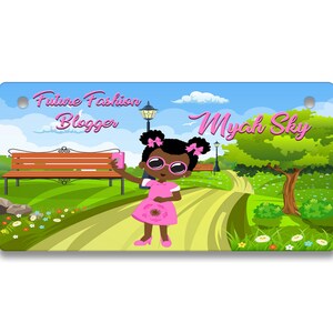 Personalisierter Kennzeichen Custom Future Fashion Vlogger African American Girl Vanity Tag - Fahrrad Motorrad Golf Cart Moped