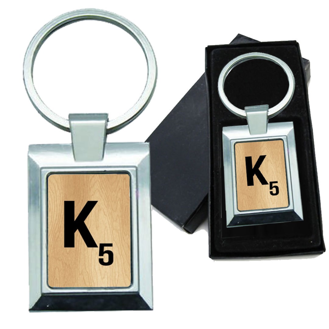 Key Chain K Keychain Monogram Wooden Letter K Rectangle Metal - Etsy