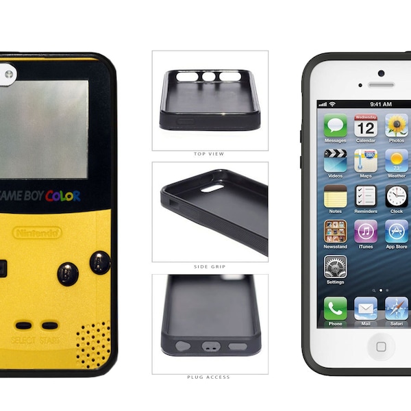 Yellow Retro Handheld Game Rubber Phone Case for iPhone 6 7 8 Plus X XS 11 12 13 14 15 Plus Pro Max Mini iPod