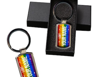 Personalized Keychain Custom Name LGBT License Plate Metal