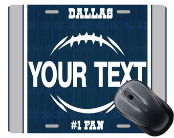 Personalized Mouse Pad Custom Name Football Team Dallas License Plate Square