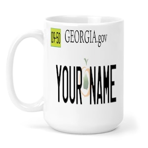 Personalized Mug Custom Georgia License Plate 15oz Ceramic Mug