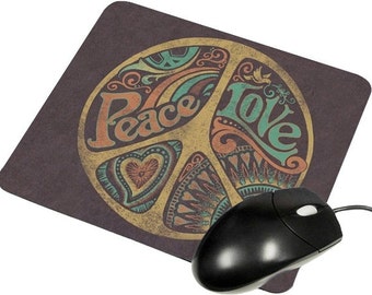 Mouse Pad Hippie Peace And Love Square
