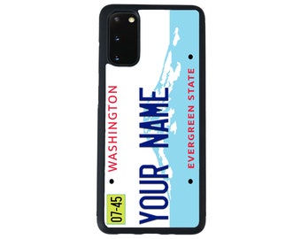 Personalized Washington License Plate Rubber Phone Samsung Galaxy s22 s23 5G FE A23 A24 A53 A54 Plus Ultra Flip Fold 3 4 5