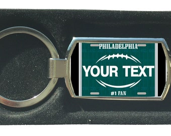 Personalized Keychain Custom Name Football Team Philadelphia License Plate Metal