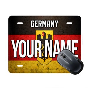 Personalized Mouse Pad Custom Name License Germany Flag Plate Square