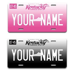 Personalized License Plate Custom Kentucky State Vanity Tag - Vehicle Bicycle Motorcycle Golf Cart Moped