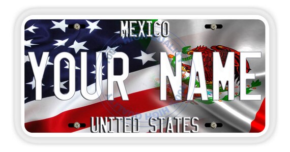 BRGiftShop Personalize Your Own License Mexico Flag Country Plate Car Vehicle 6x12 Tag
