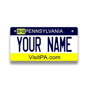 Personalized License Plate Custom Pennsylvania State Vanity Tag -  Vehicle Bicycle Motorcycle Golf Cart Moped