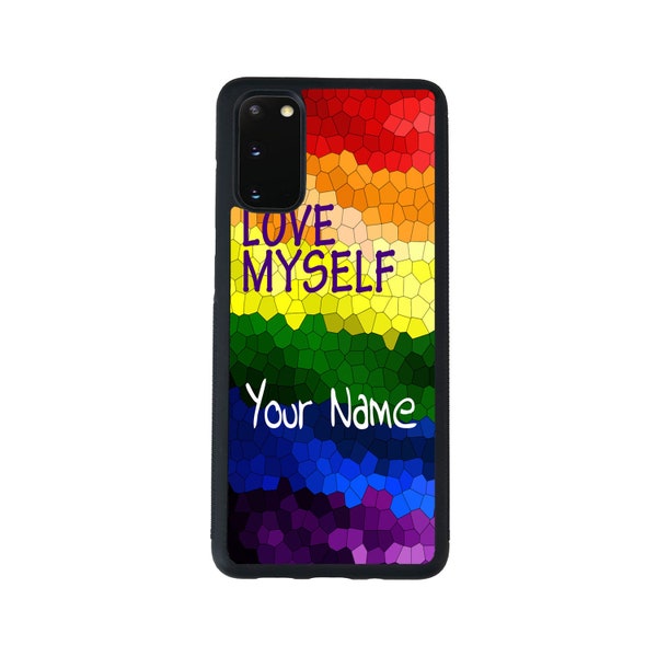 Personalized Custom Name Gay Pride I Love Myself Rainbow Phone Samsung Galaxy s22 s23 5G FE A23 A24 A53 A54 Plus Ultra Flip Fold 3 4 5