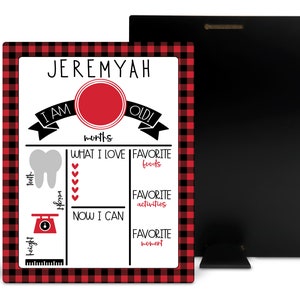 Gepersonaliseerd maandelijks mijlpaalbord cadeau babyjongen, decoratie kinderkamer, houten prikbord voor droog wissen - schattige groeimeter, rode houthakker