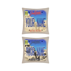 Personalized Pillow Cover Custom Name State South Dakota License Plate 15.75x15.75 inches Linen  - no insert
