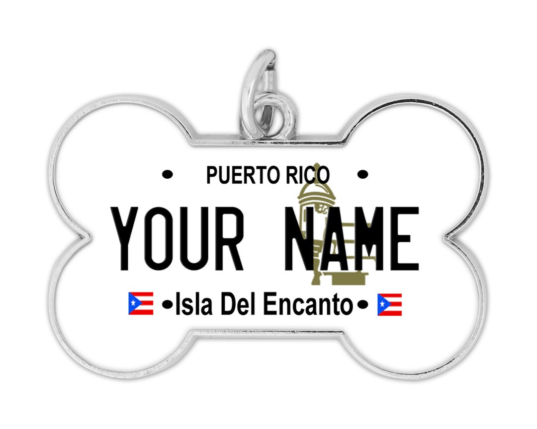 Personalized Dog Tag Custom Name State Puerto Rico License Plate Bone ...