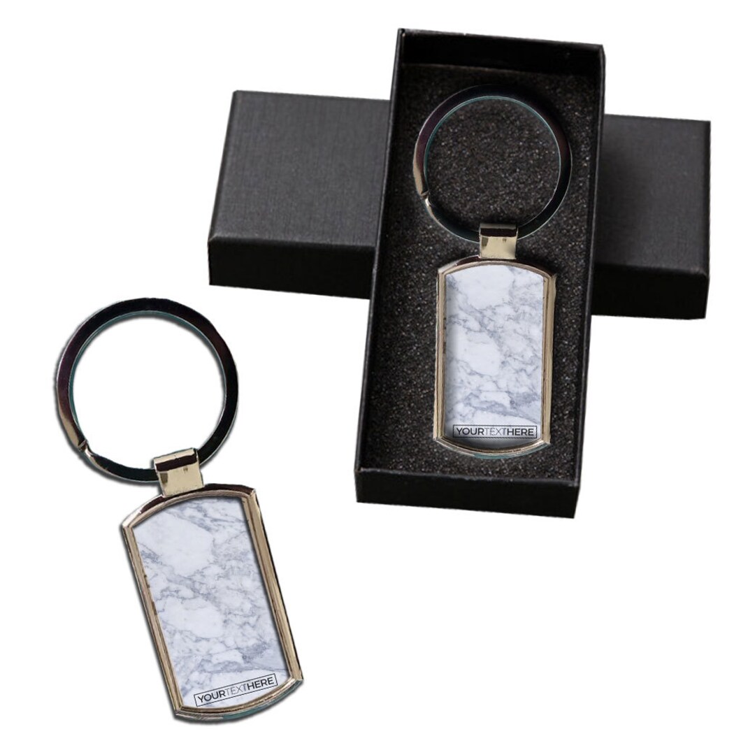 Personalized Keychain Custom Name Marble Design Metal - Etsy