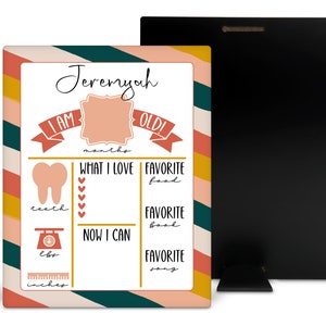 Gepersonaliseerd maandelijks mijlpaalbord cadeau babymeisje, decoratie kinderkamer, houten prikbord voor droog wissen - schattige groeimeter, roze