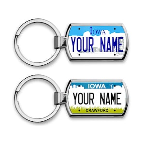 Personalized Keychain Custom Iowa License Plate Metal