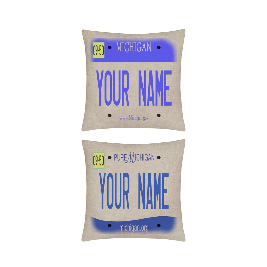 Personalized Pillow Cover Custom Name State Michigan License Plate 15