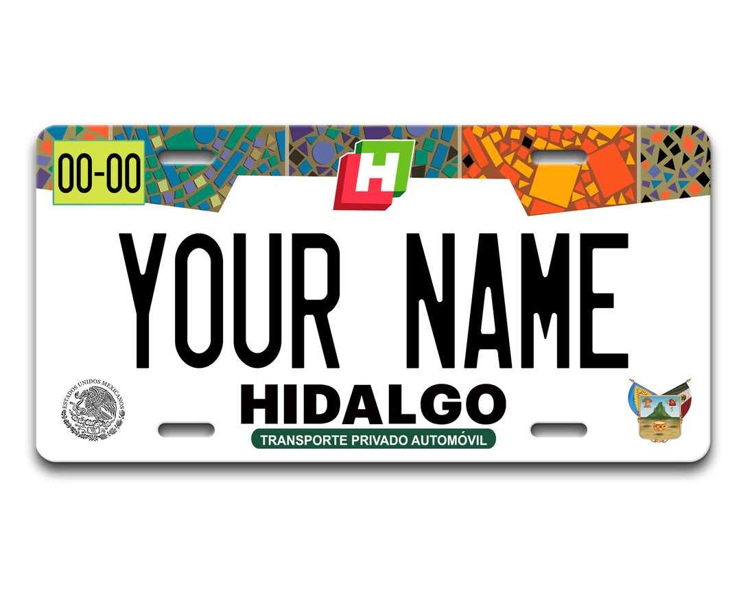 Personalized License Plate Custom Name Mexico Hidalgo State Vanity Tag