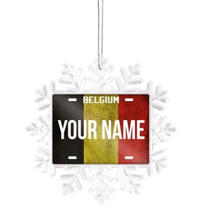 Personalized Ornament Custom Name License Belgium Flag Plate