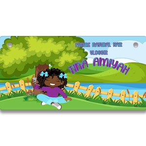 Personalisierter Kennzeichen Custom Future Natural Hair Vlogger African American Girl Vanity Tag - Fahrrad Motorrad Golf Cart Moped