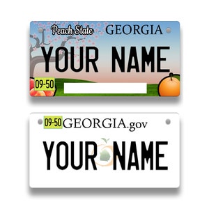 Personalized License Plate Custom Name Georgia State Vanity Tag - Vehicle Bicycle Motorcycle Golf Cart Moped