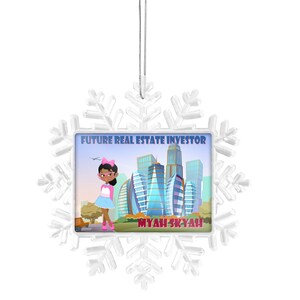 Personalized Ornament Custom Name Future Real Estate Investor African American Girl