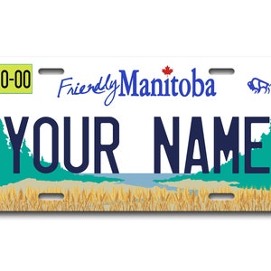 Personalized License Plate Custom Name Canada Manitoba State Vanity Tag - Vehicle Bicycle Motorcycle Golf Cart Moped