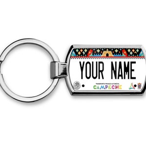 Personalized Keychain Custom Name Mexico Campeche Metal