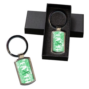 Keychain Liver Cancer Awareness Faith Ribbon Metal