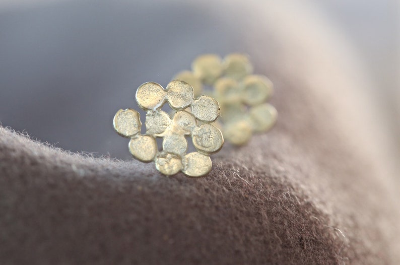 14k gold earrings Unique gold earrings gold cluster earrings handmade artisan jewelry solid gold stud earrings gold post earrings