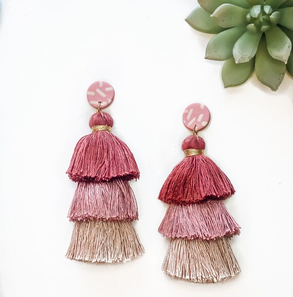 Custom Polymer Clay Earrings/tassel Earrings/delicate Style