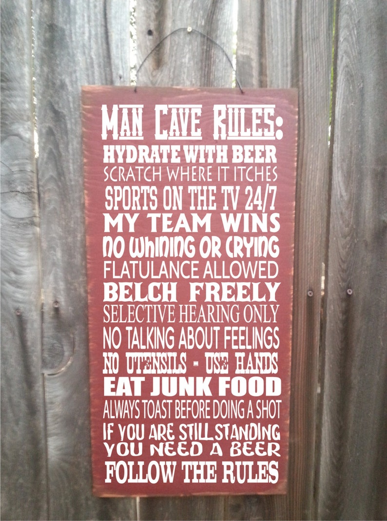 Man Cave Rules Man Cave Sign Man Cave Decoration Man Cave Etsy