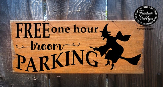 Broom Parking Rustic Halloween Sign