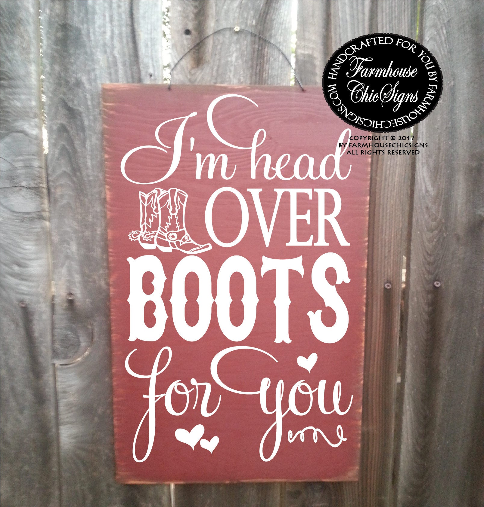 Head over boots heart boots country sign anniversary gift Etsy