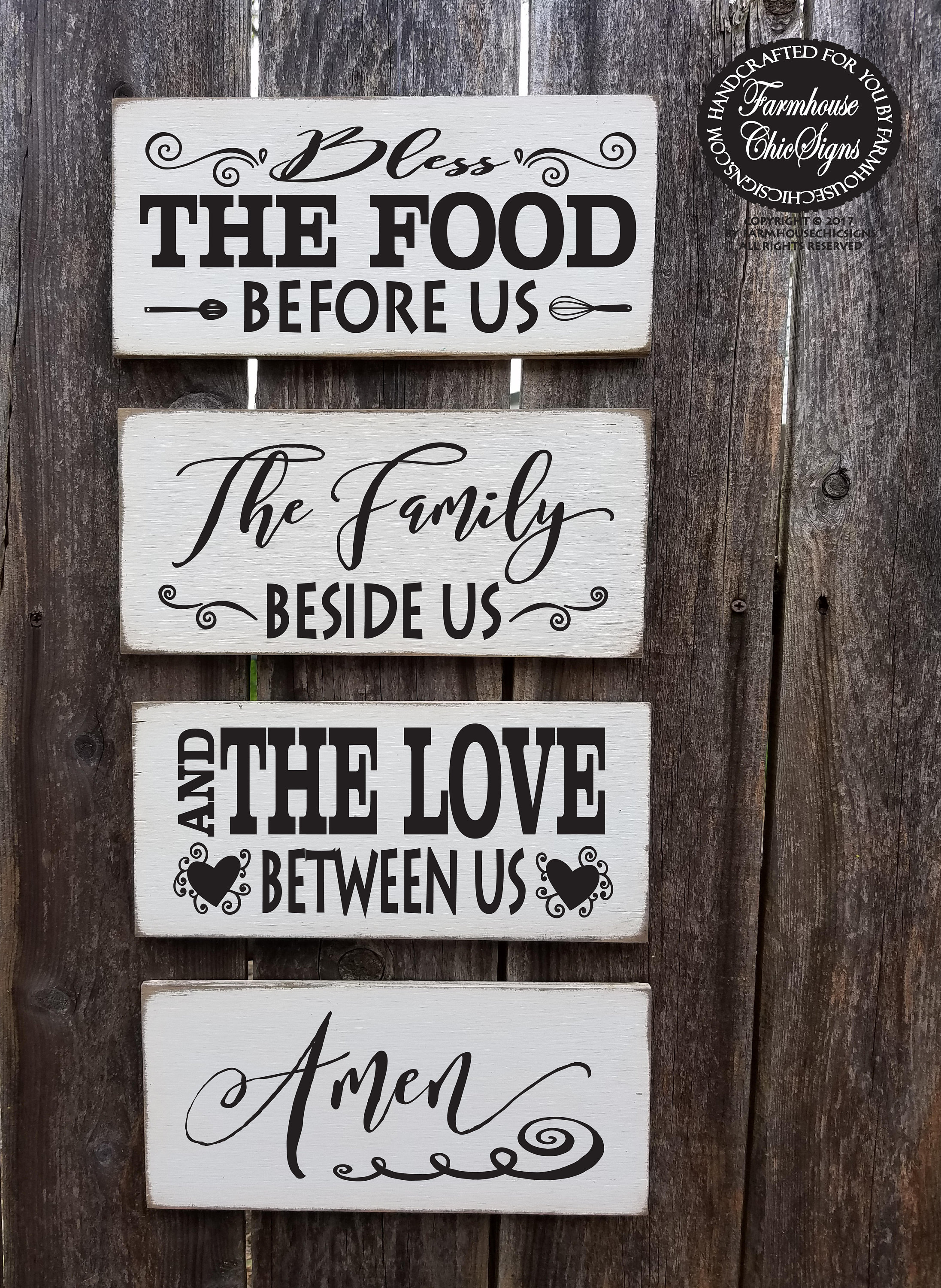 TIN SIGN Bless The Food Before Us Rustic Sign Kitchen Cottage Farm A016 