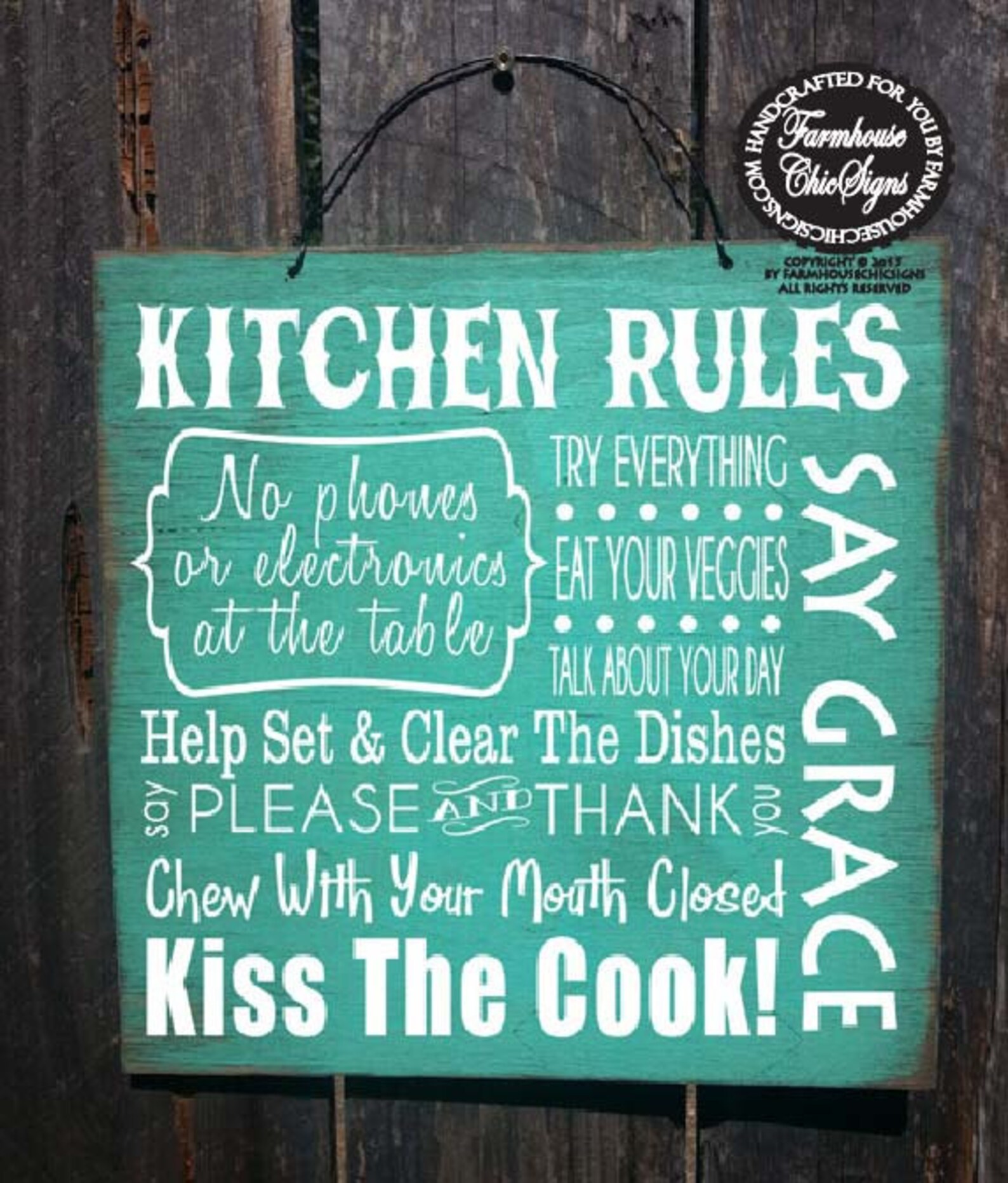 Kitchen Rules Sign Kitchen Decor Kitchen Sign Dinner Rules Etsy
