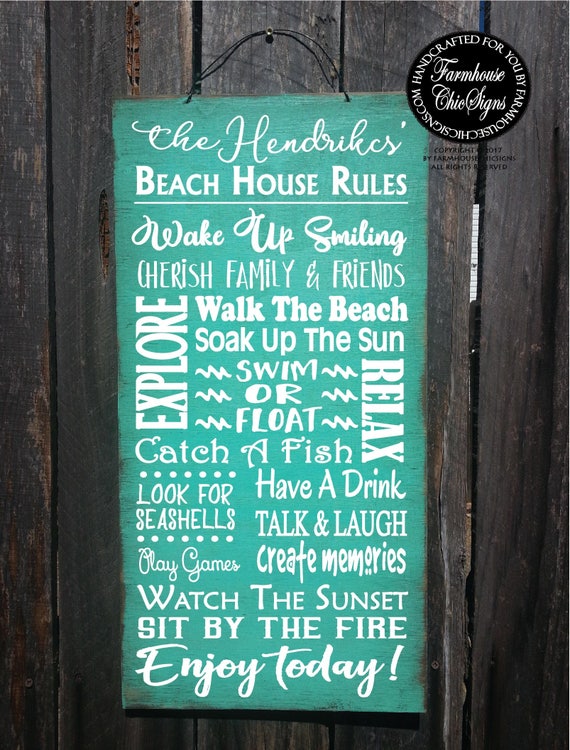 beach decor, beach decor, beach rules sign, personalized sign, personalized beach decor, personalized beach rules, beach house sign