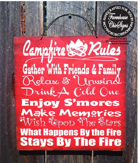 campfire sign, camping decor, camping sign, camp decor, camping, camper sign, campfire decor, campfire rules sign