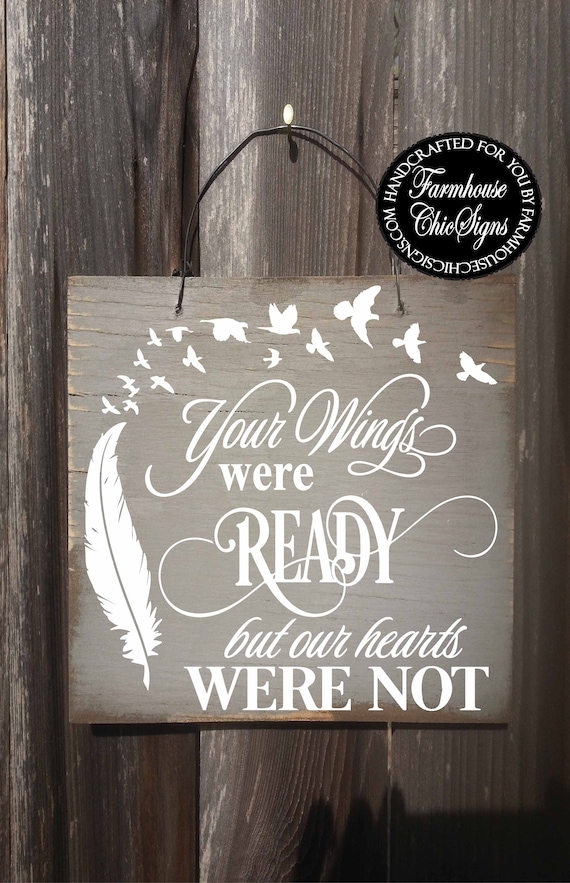 memorial sign, your wings were ready, memorial gift, memorial plaque, bereavement gift, bereavement, sympathy gift, sympathy