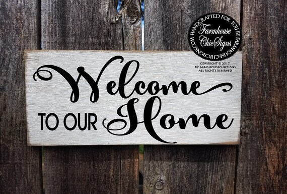 Rustic Welcome To Our Home Farmhouse Style Front Door Sign Etsy