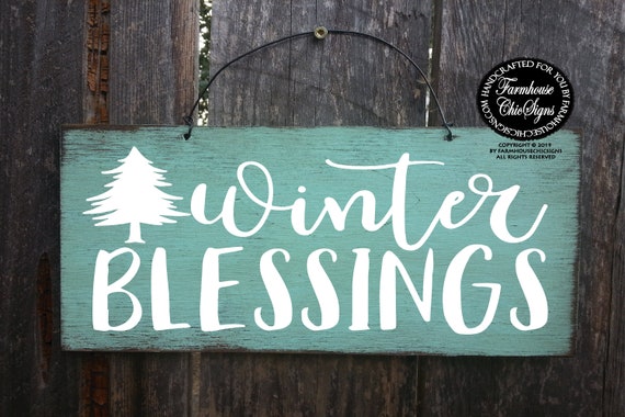 Winter Blessings Rustic Sign