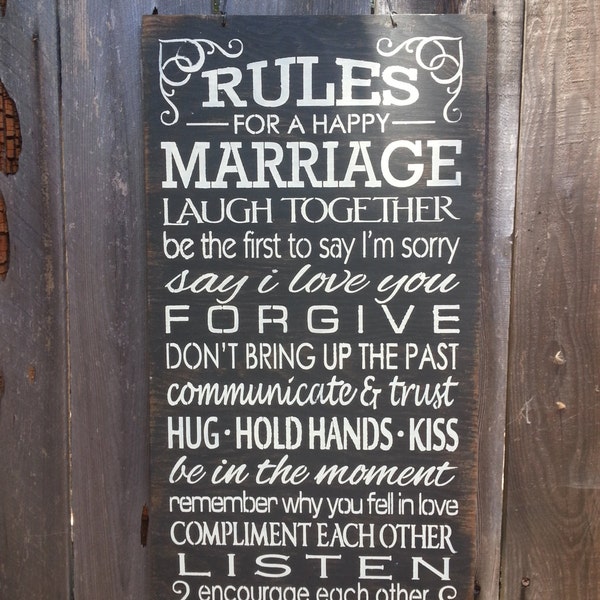 Rules For A Happy Marriage Sign - Anniversary Gift - Marriage Sign - Love - Wedding Gift, 67