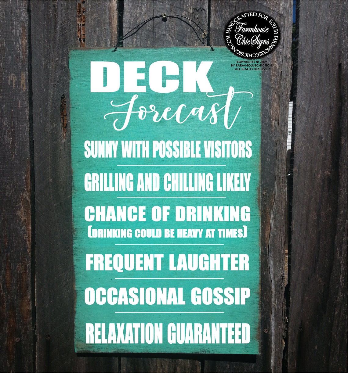 Deck forecast rustic wood sign for deck outdoor deck sign Etsy