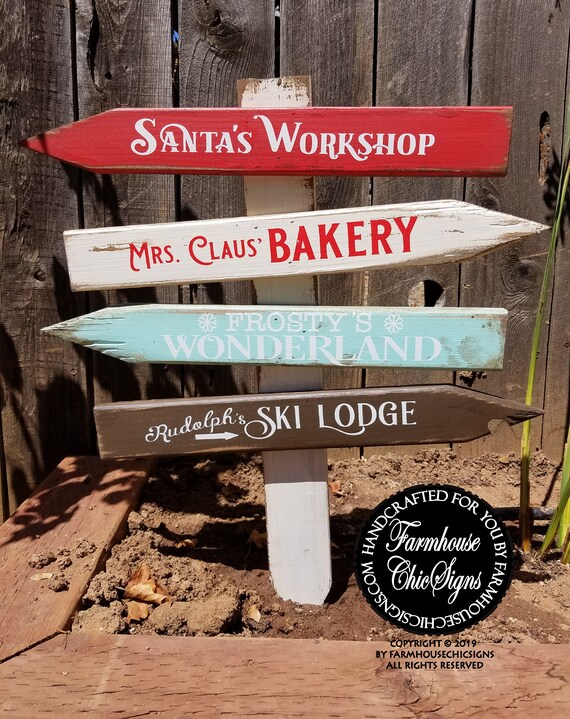 Christmas Directional Outdoor Yard Stake Sign