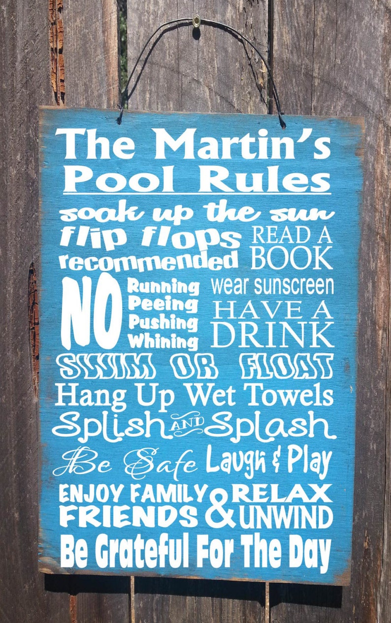 Personalized Pool Rules Sign Pool Decor Pool Rules Sign Etsy