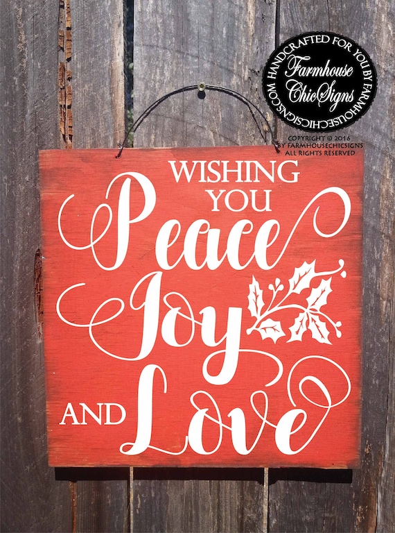 wishing you peace joy and love rustic Christmas sign farmhouse style hand painted wood Christmas decoration Christmas wall art