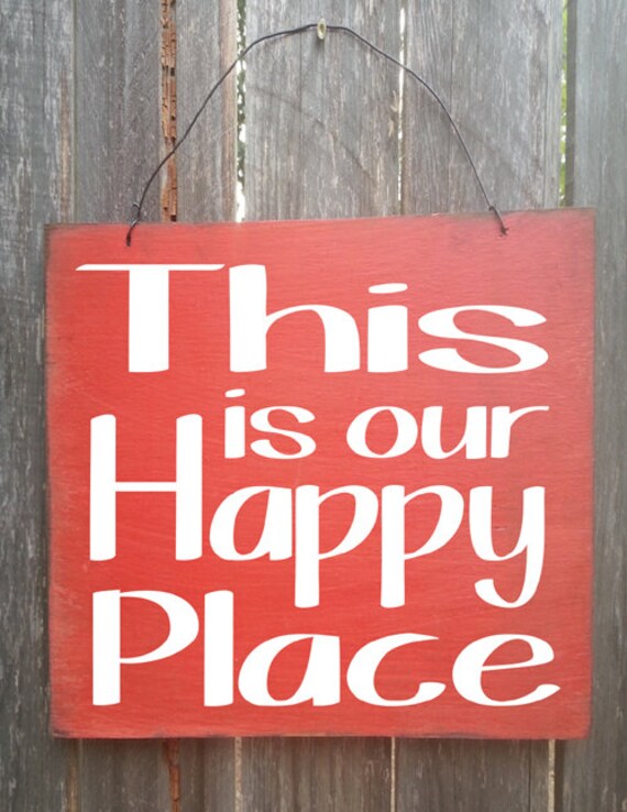 Happy Place Sign, This Is Our Happy Place Sign, Rustic Sign, Distressed Sign, Family Sign