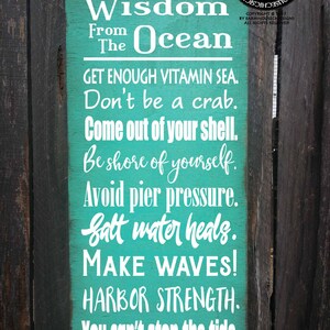 beach sign,  beach decor, Wisdom From The Ocean Sign, beach house decor, beach house sign, ocean sign, beach, beach cottage decor, 276/278
